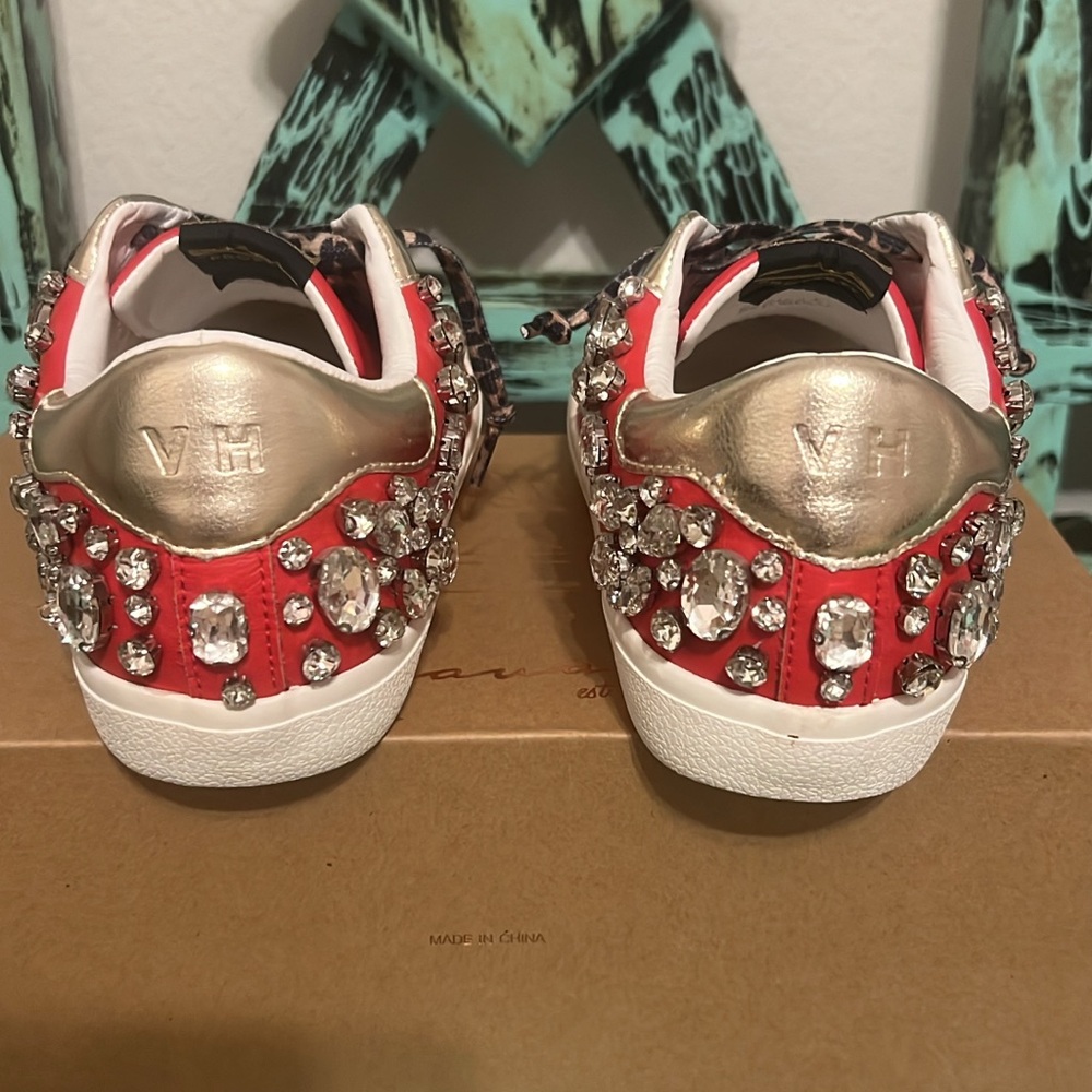 Vintage Havana Red and Gold Star Sneakers - Picture 2 of 5